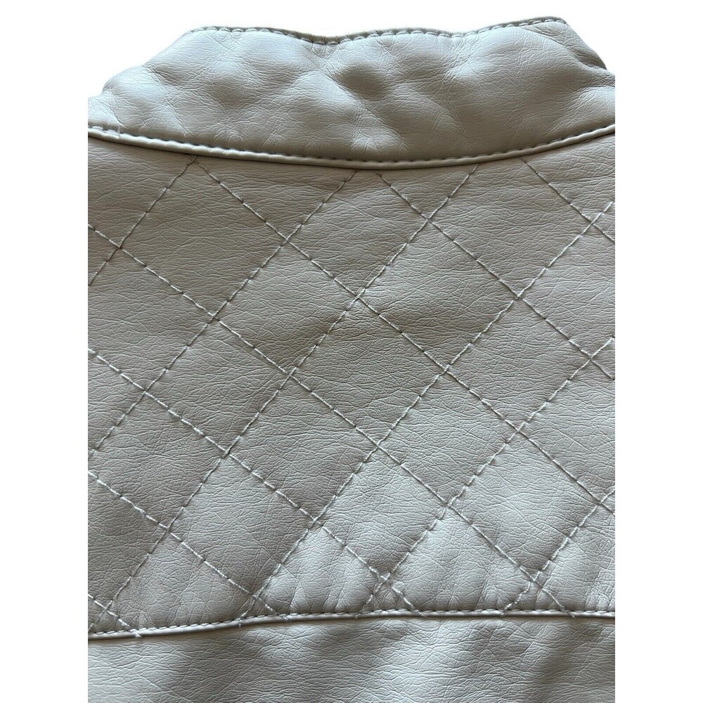Apt. 9 Women’s Faux-Leather Jacket Cream Zip Front Quilted Shoulder Lined Size S - Picture 9 of 10